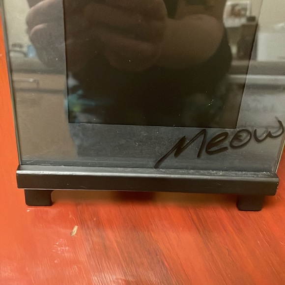 MEOW kitty picture frame. Pieces slide easily off bottom tray to place pictures. - Picture 3 of 16